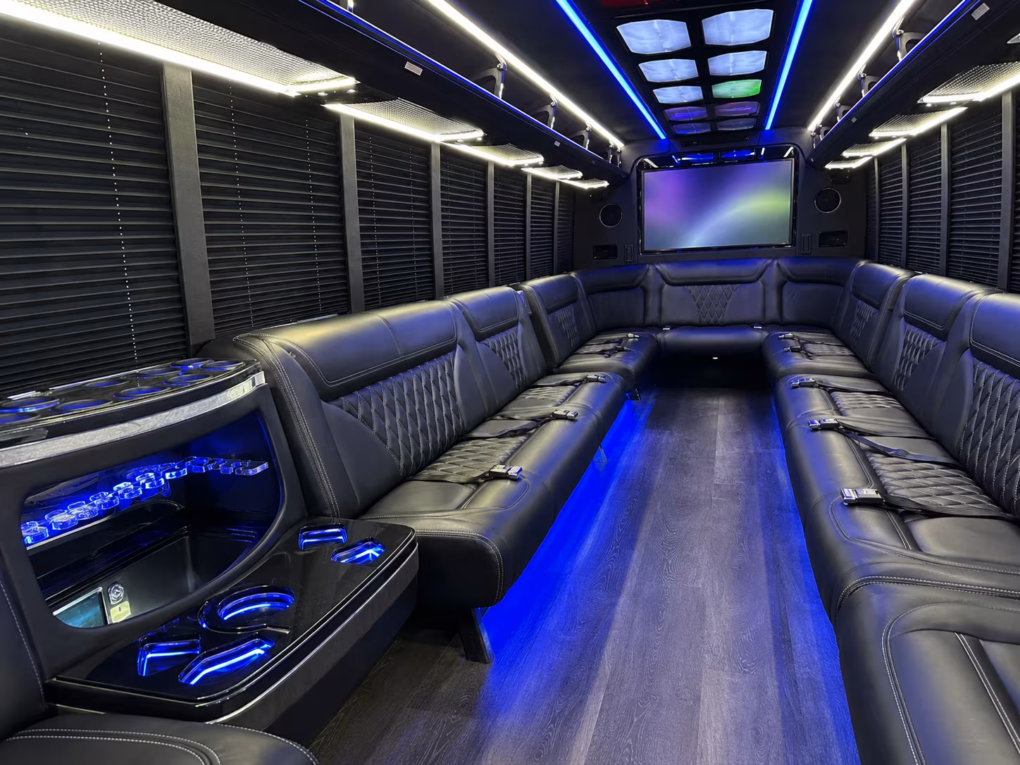 casper 20 passenger party bus inside