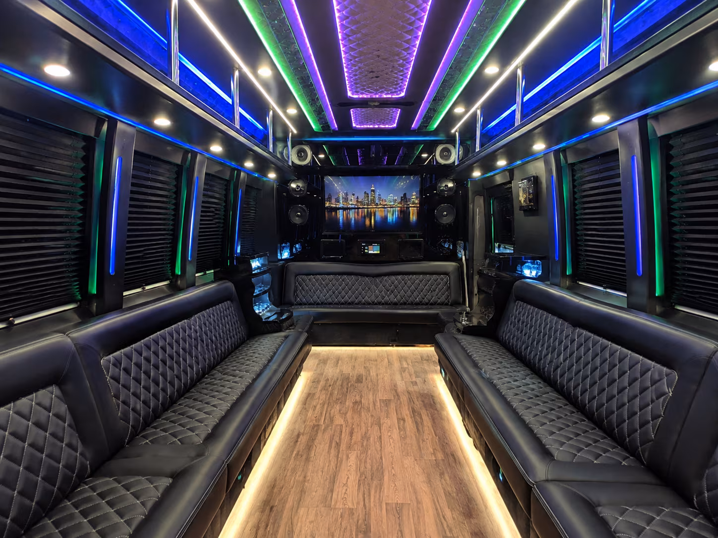 casper 25 passenger party bus interior