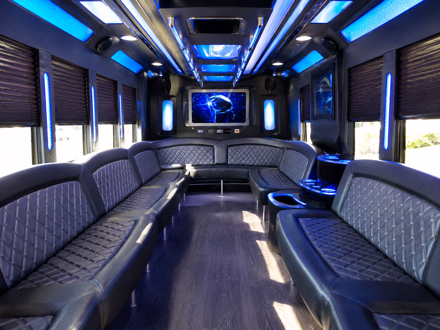 casper 28 passenger party bus inside