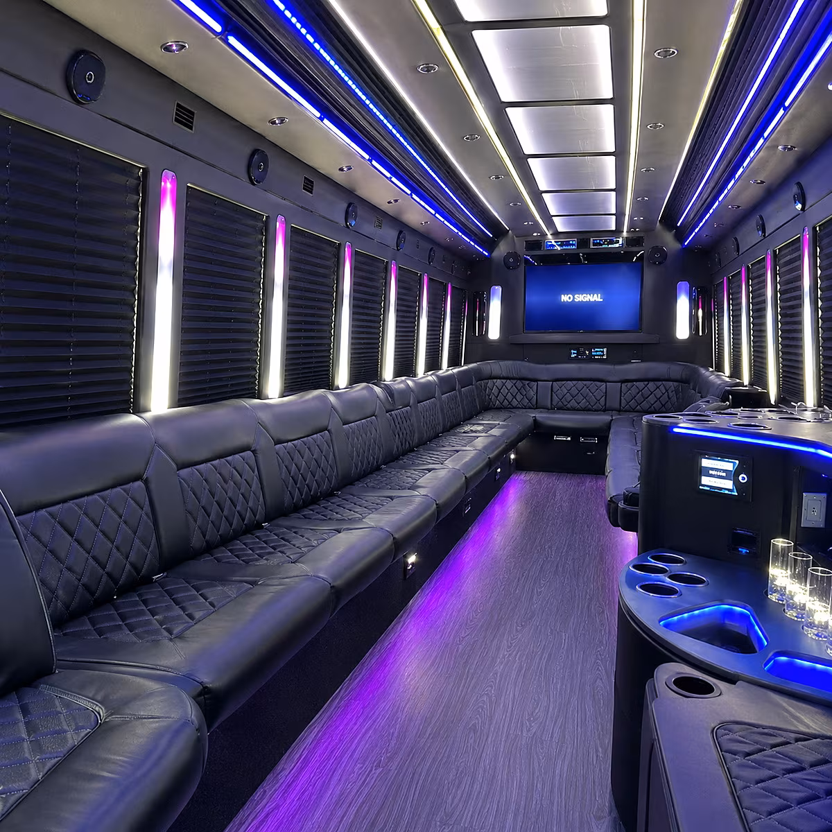 casper 30 passenger party bus inside